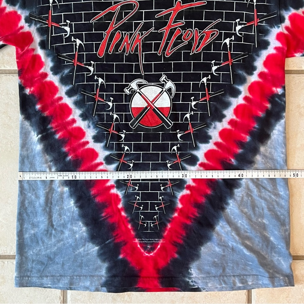 100% Cotton Liquid Blue Pink Floyd The Wall Tie Dye Men’s T-Shirt - Picture 5 of 12